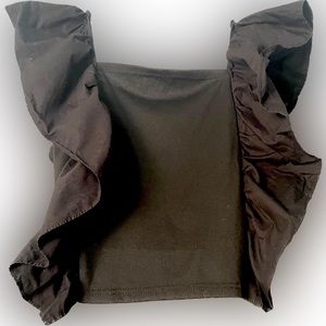 Butterfly sleeve cropped top blouse by Jennifer Lopez, size 11 in black.